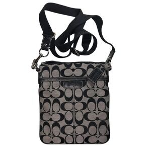 Coach Y2K Monogram Crossbody Bag Black Grey Signature Canvas File Messenger Mini